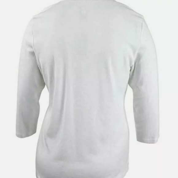 Karen Scott White Henley top - Picture 2 of 7